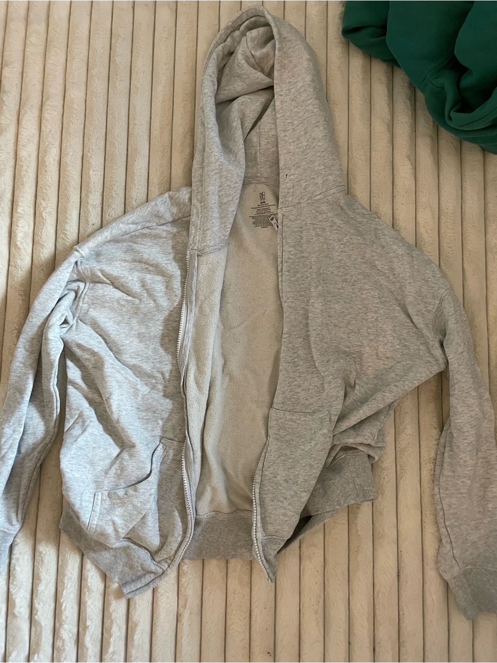 No Boundaries Light Gray Zip Hoodie Bomber Jacket